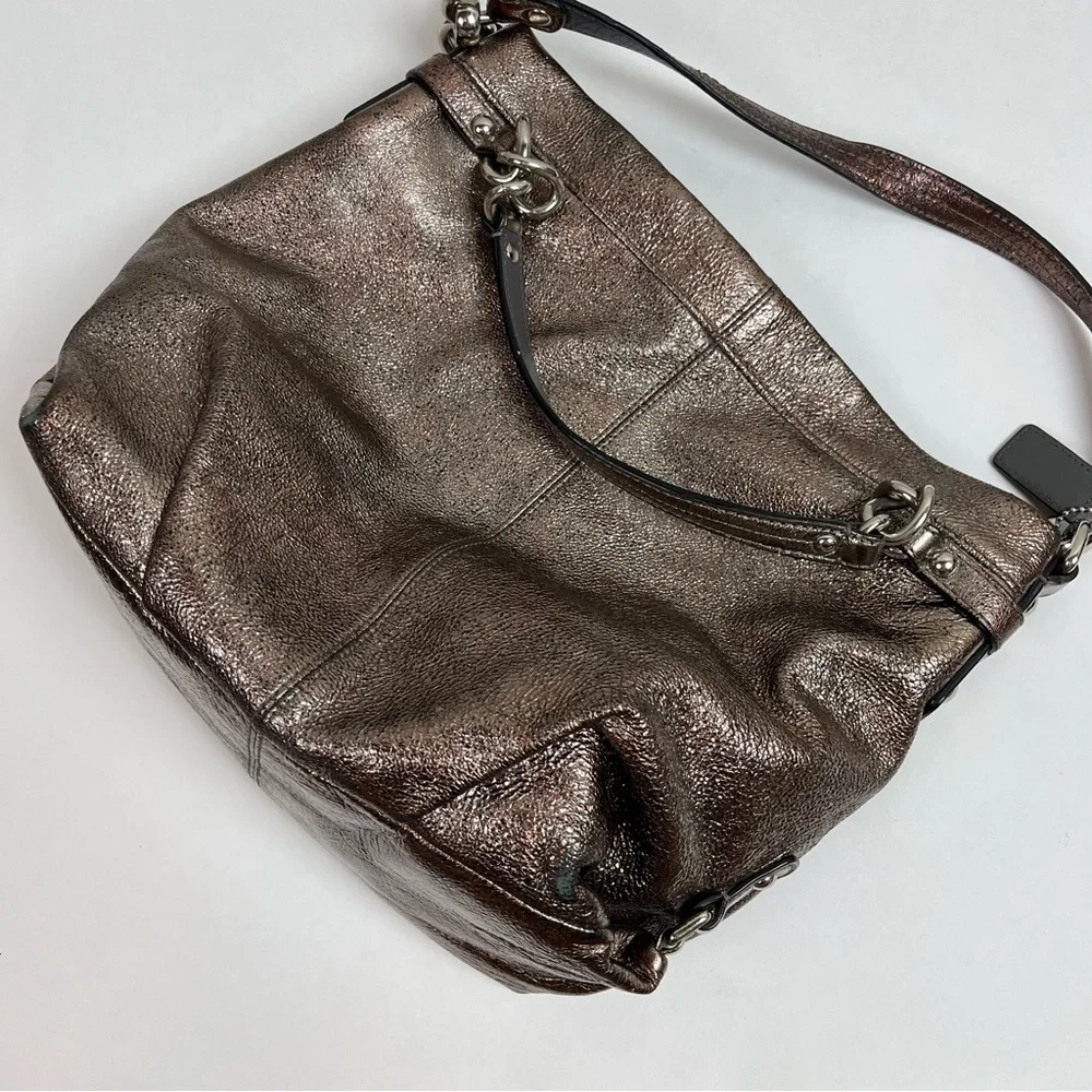 COACH Brooke Handbag Leather Pewter Hobo Bag Purse
